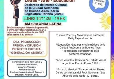 Generación Abierta en Radio: Emisión N° 935,                                          Lunes 10 de Noviembre de 2025